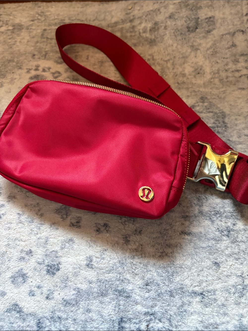 lululemon athletica Red Crossbody Belt Bag with Gold Hardware